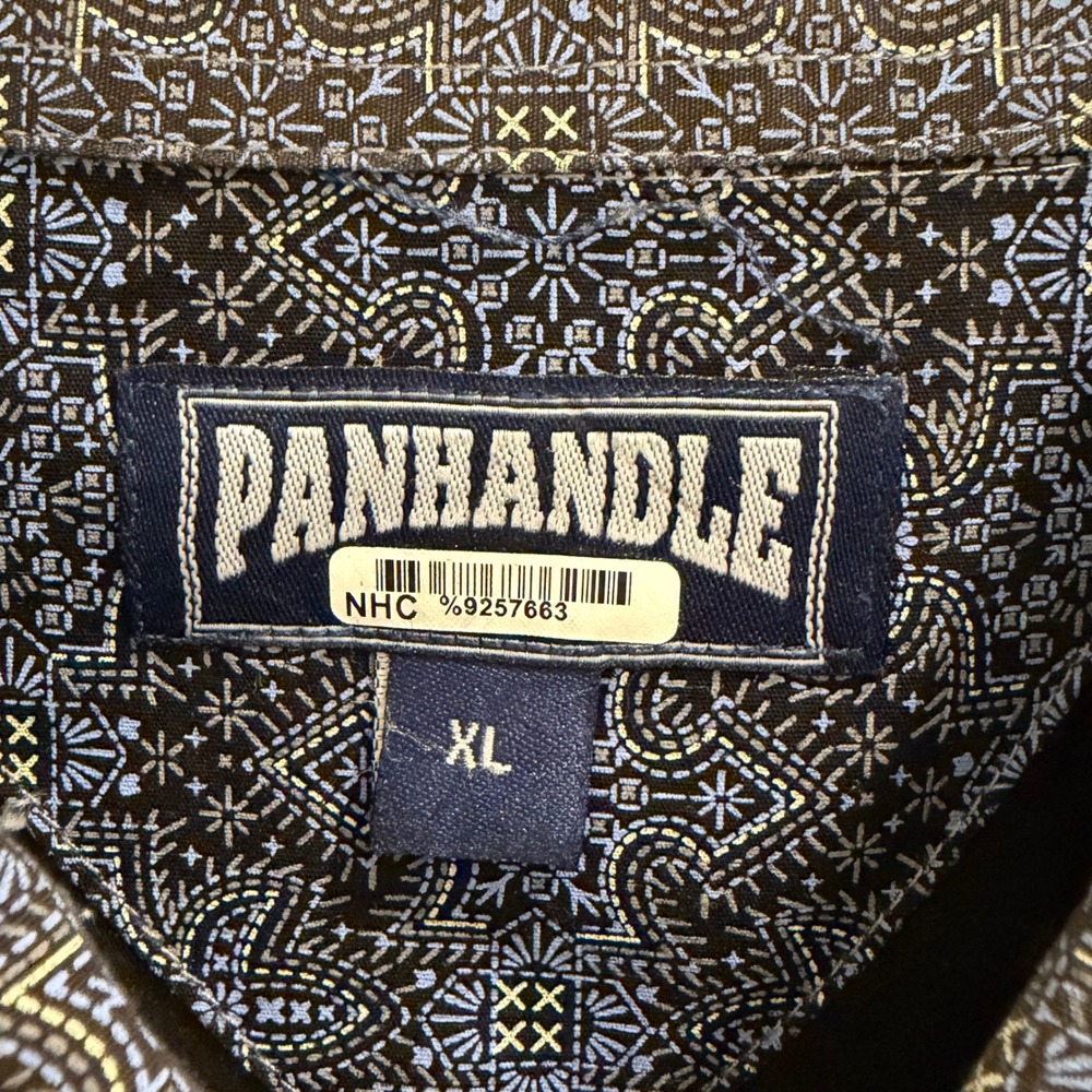 Panhandle Slim Mens XL Blue Geometric Snap Western Shirt Long Sleeve 30S8811 - Picture 3 of 6